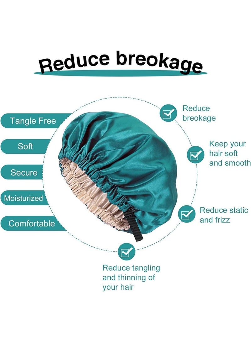 ChicAbode كاب النوم مزدوج الجانب الساتين - كاب قابل للتعديل مع الفرقة المرنة ، كاب الشعر الماء مزدوج الطبقة الحريرية للنساء البنات ، 2 جهاز كمبيوتر شخصي - Image 5